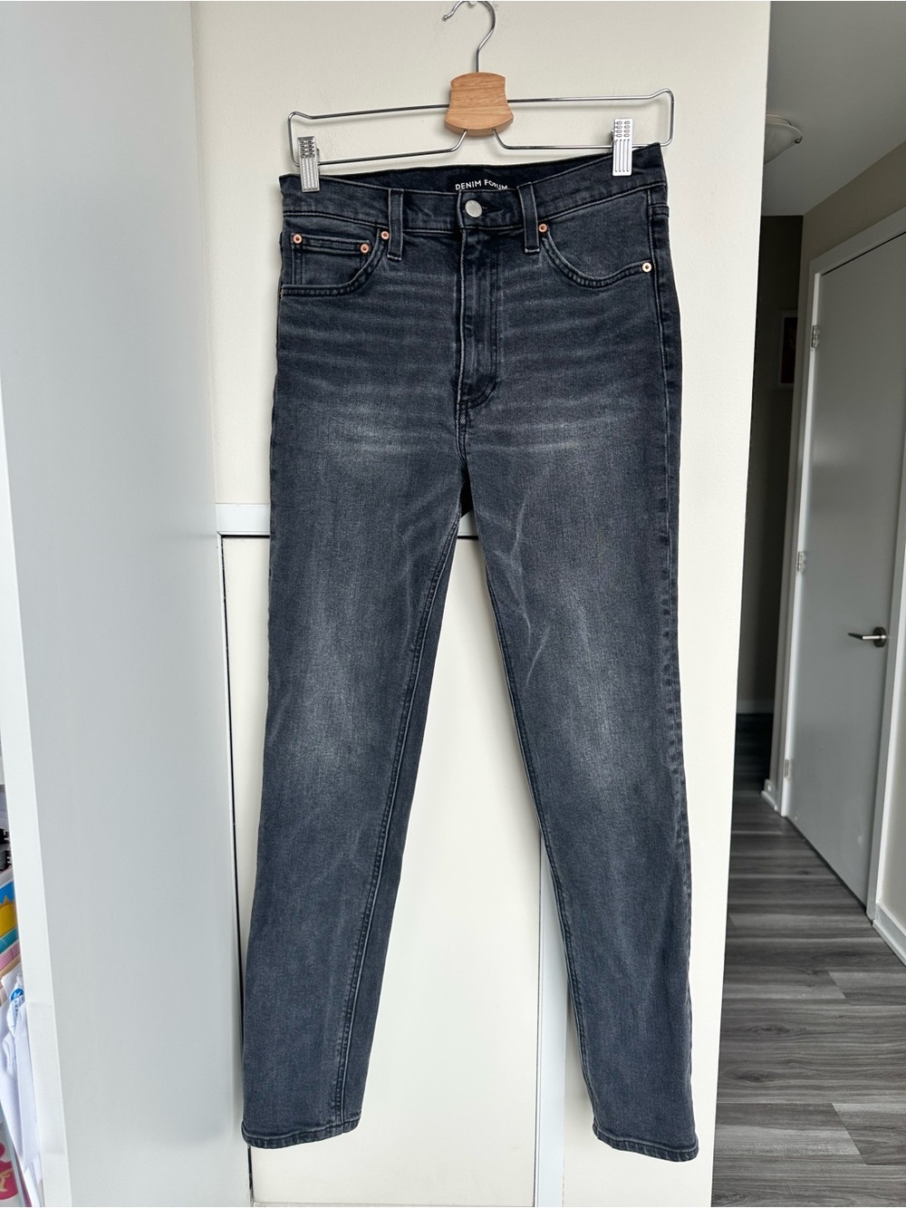 Denim Forum ($128) 80s Bardot High Rise Slim Jeans Black Liquorice Vintage Sz 27 - Picture 8 of 16